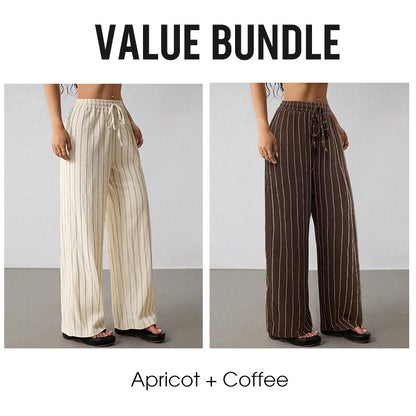 👖 50% OFF NOW! Women's Striped Drawstring Wide-Leg Pants – Lightweight, Breathable & Adjustable Waist For Casual Chic ✨🍃