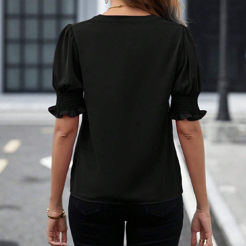 💥🌟 Elevate Your Style With Women's Elegant V-Neck Puff Sleeve Blouse✨