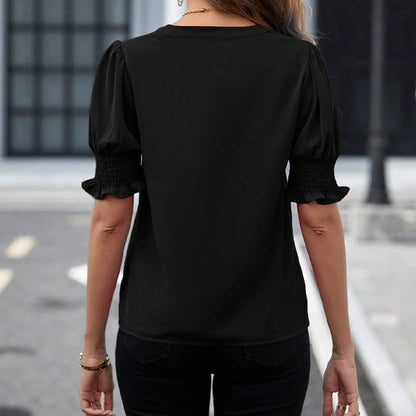 💥🌟 Elevate Your Style With Women's Elegant V-Neck Puff Sleeve Blouse✨