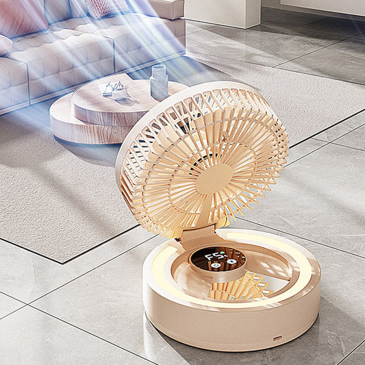 ❄️Stay Cool & Stylish— A 3-in-1 Desktop Fan Featuring A Built-In Makeup Mirror And LED Light 💖