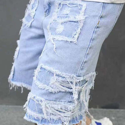 🎁New Arrival 56% OFF💥 Men's Ripped Denim Shorts With Frayed Details