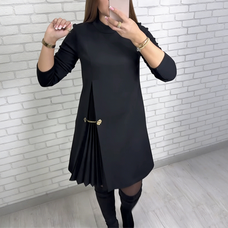 ✨ Mühelose Eleganz: Ein elegantes Langarmkleid mit Bahnen und Falten – Perfekt für jeden Anlass ✨