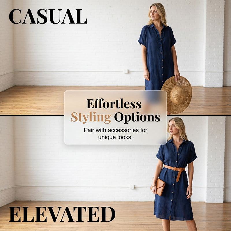 🌸Women's Short Sleeve Button-Down Shirt Dress – Your New Wardrobe Essential ✨
