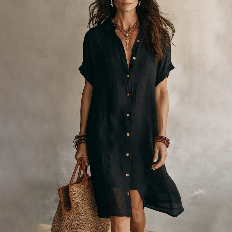 🌸Women's Short Sleeve Button-Down Shirt Dress – Your New Wardrobe Essential ✨