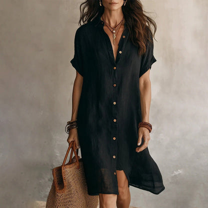 🌸Women's Short Sleeve Button-Down Shirt Dress – Your New Wardrobe Essential ✨
