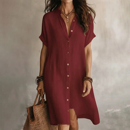 🌸Women's Short Sleeve Button-Down Shirt Dress – Your New Wardrobe Essential ✨