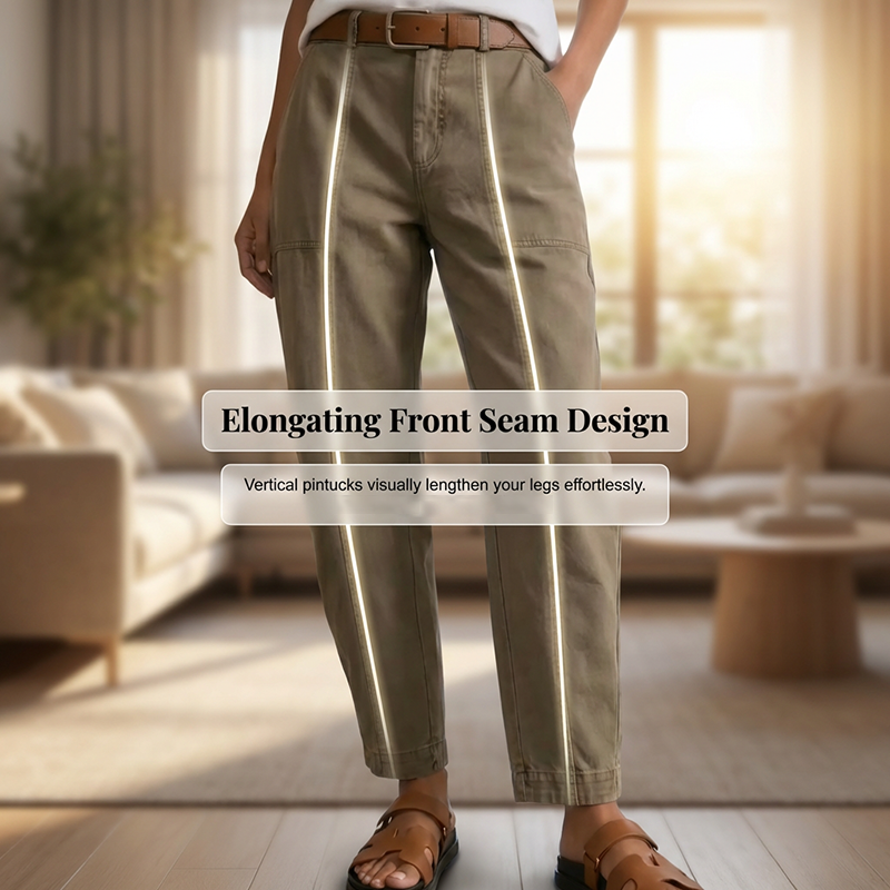 Versatile tapered pants 👖 High-waisted and slim-fitting, practical pockets, wrinkle-resistant fabric, creates the illusion of longer legs 📏