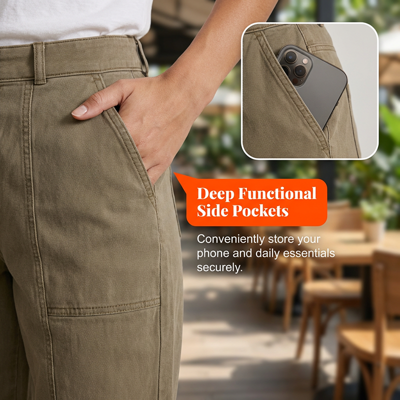 Versatile tapered pants 👖 High-waisted and slim-fitting, practical pockets, wrinkle-resistant fabric, creates the illusion of longer legs 📏
