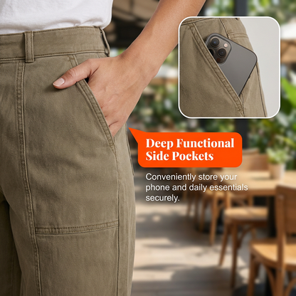 Versatile tapered pants 👖 High-waisted and slim-fitting, practical pockets, wrinkle-resistant fabric, creates the illusion of longer legs 📏