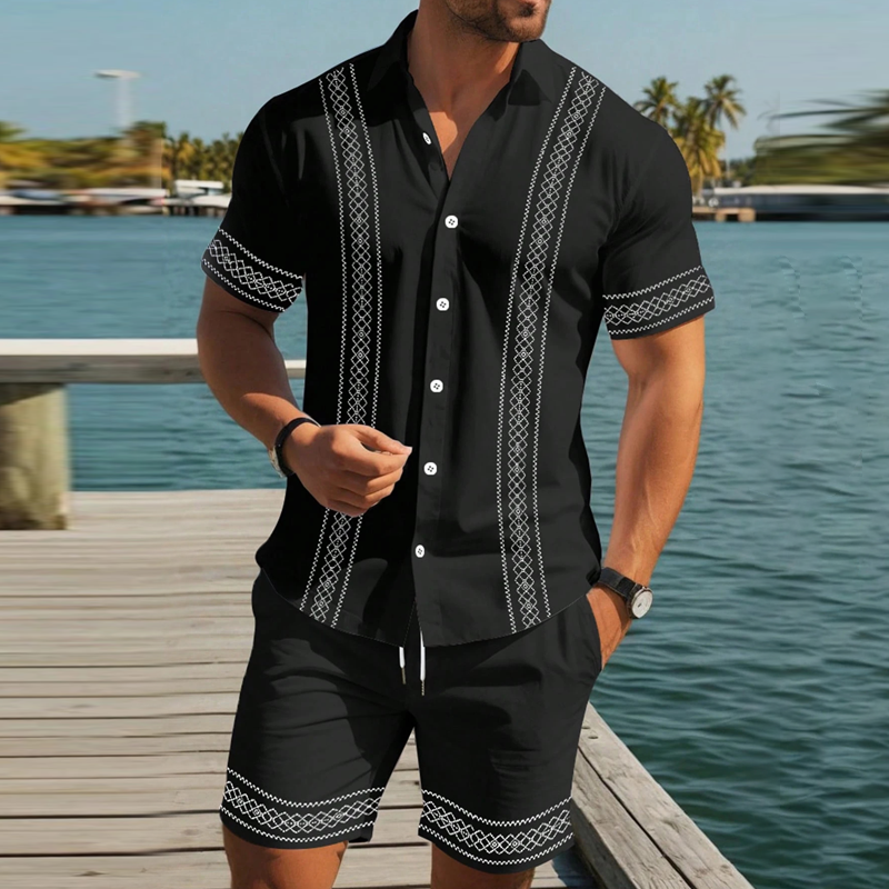 🥳SUMMER HOT SALE🥳💞50K+ SOLD!💥50% OFF! 🔥Men's Floral Print Short Sleeve Shirt & Shorts Set