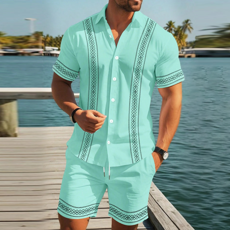 🥳SUMMER HOT SALE🥳💞50K+ SOLD!💥50% OFF! 🔥Men's Floral Print Short Sleeve Shirt & Shorts Set