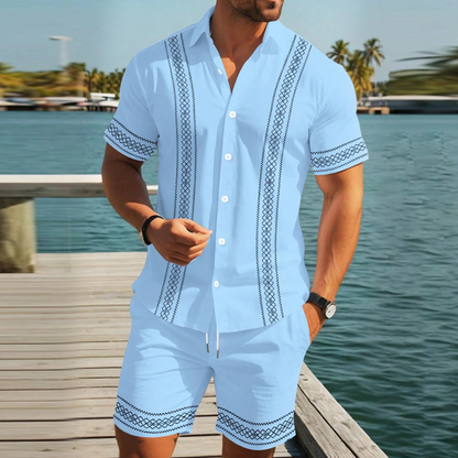 🥳SUMMER HOT SALE🥳💞50K+ SOLD!💥50% OFF! 🔥Men's Floral Print Short Sleeve Shirt & Shorts Set