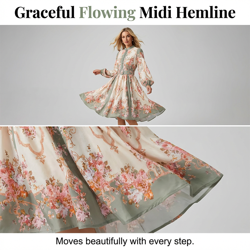 🌸 Zeitlose Eleganz – Romantisches Blumenmuster High Neck Minikleid🌷