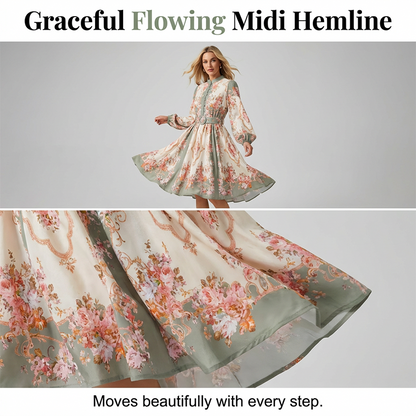 🌸 Zeitlose Eleganz – Romantisches Blumenmuster High Neck Minikleid🌷