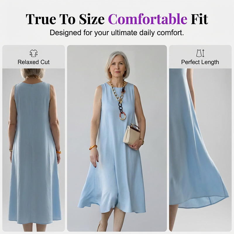 👗Women's Round Neck Sleeveless Dress🌟 Effortless Elegance Meets Ultimate Comfort