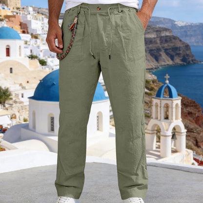 💥✨Zeitlich begrenztes 50% Rabatt Sonderangebot🌞 Boho-Chic Leinenmix Hose mit Kordelzug 🌊