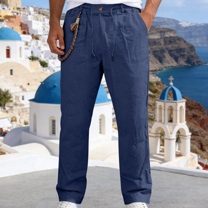 💥✨Zeitlich begrenztes 50% Rabatt Sonderangebot🌞 Boho-Chic Leinenmix Hose mit Kordelzug 🌊
