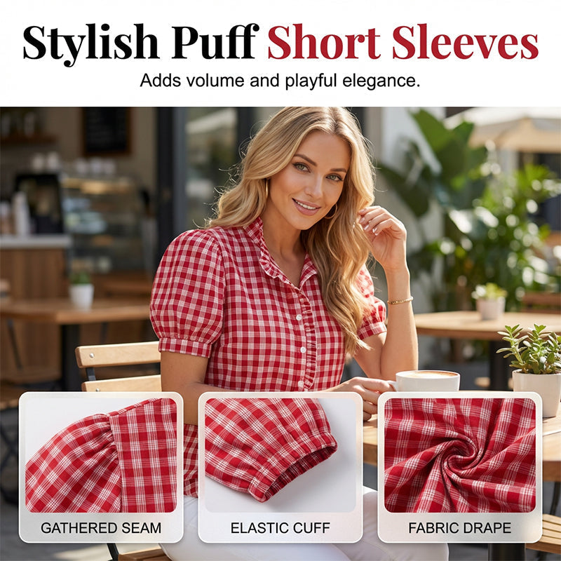🔥 HOT SALE 63%👚🌸 Chic & Playful:  Women's Casual Ruffled Puff Sleeve Top