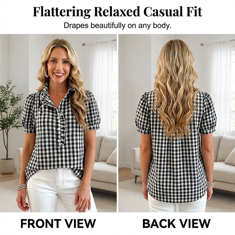 🔥 HOT SALE 63%👚🌸 Chic & Playful:  Women's Casual Ruffled Puff Sleeve Top