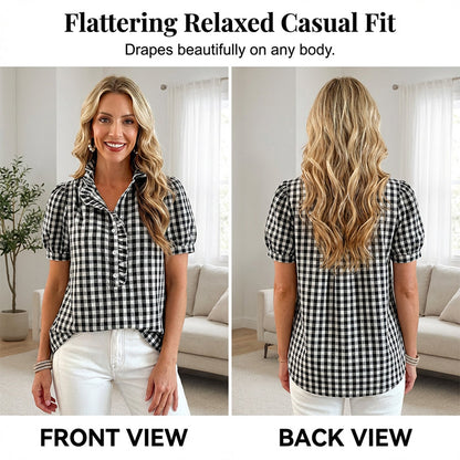 🔥 HOT SALE 63%👚🌸 Chic & Playful:  Women's Casual Ruffled Puff Sleeve Top