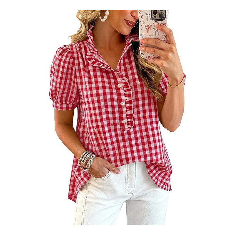 🔥 HOT SALE 63%👚🌸 Chic & Playful:  Women's Casual Ruffled Puff Sleeve Top