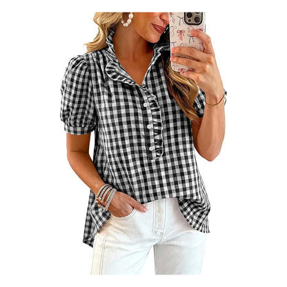 🔥 HOT SALE 63%👚🌸 Chic & Playful:  Women's Casual Ruffled Puff Sleeve Top