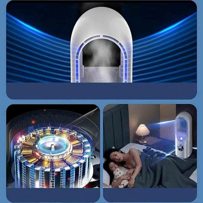 🌟6-Speed Bladeless Electric Fan with Light 🌬️ Beat The Sweltering Heat ❄️