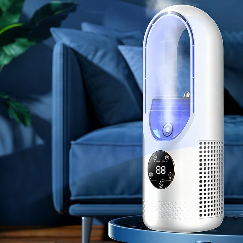 🌟6-Speed Bladeless Electric Fan with Light 🌬️ Beat The Sweltering Heat ❄️