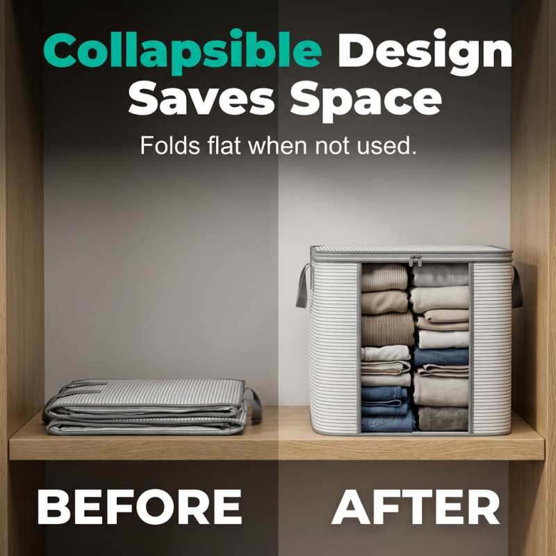 ⏰🔥NUR FÜR KURZE ZEIT 50% RABATT! 🧳 Große faltbare Aufbewahrungstasche mit Griffen – Robust, platzsparend & perfekt für die Organisation zu Hause 💪✨