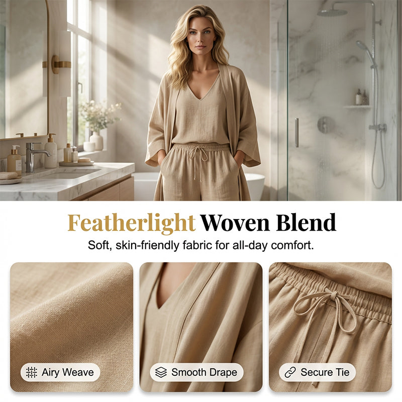 ⏰🔥NUR FÜR KURZE ZEIT: 50% RABATT! 🧥 Elegantes 3-teiliges Set – Weite Hose, Top & Cardigan für mühelosen Chic 👚👖✨