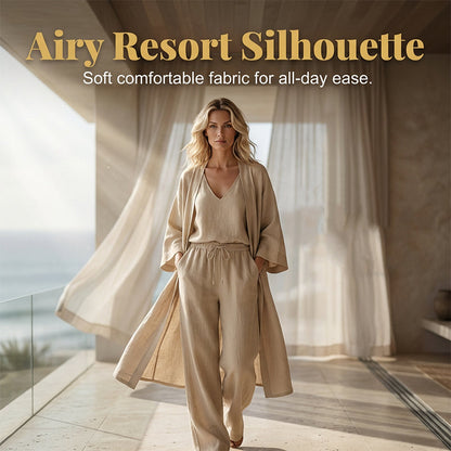 ⏰🔥NUR FÜR KURZE ZEIT: 50% RABATT! 🧥 Elegantes 3-teiliges Set – Weite Hose, Top & Cardigan für mühelosen Chic 👚👖✨