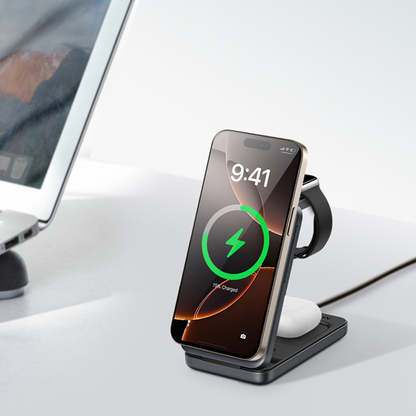 📱3-in-1 Foldable Magnetic Wireless Charger Stand– Power Up In Style⚡