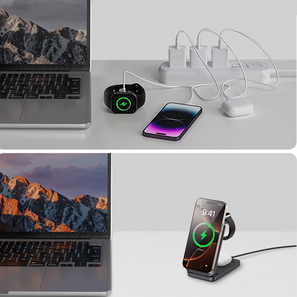 📱3-in-1 Foldable Magnetic Wireless Charger Stand– Power Up In Style⚡
