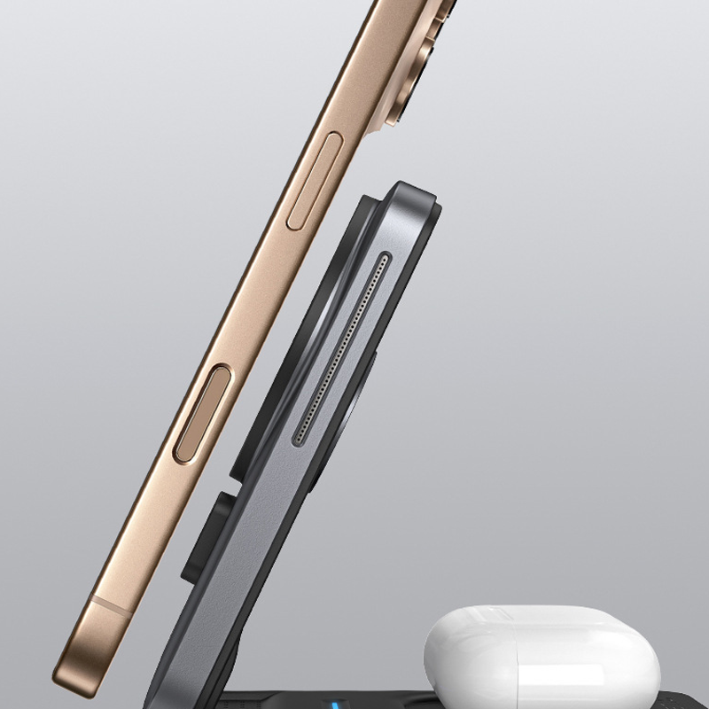 📱3-in-1 Foldable Magnetic Wireless Charger Stand– Power Up In Style⚡