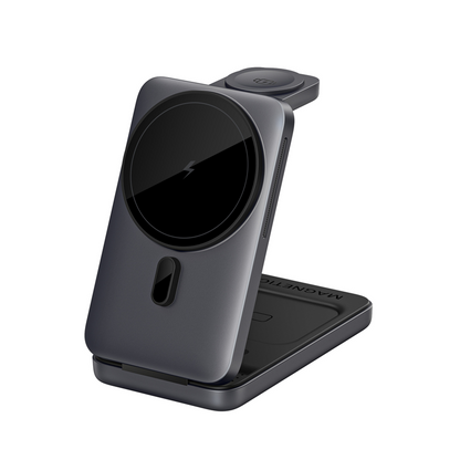 📱3-in-1 Foldable Magnetic Wireless Charger Stand– Power Up In Style⚡