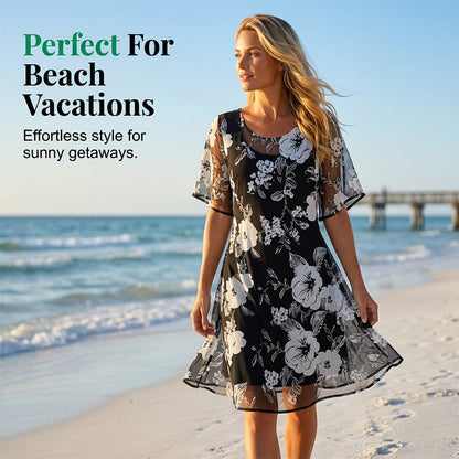 🔥Heiße Angebote – Elegantes Chiffonkleid für Damen mit Blumendruck: Müheloser Stil für jeden Anlass 🌸