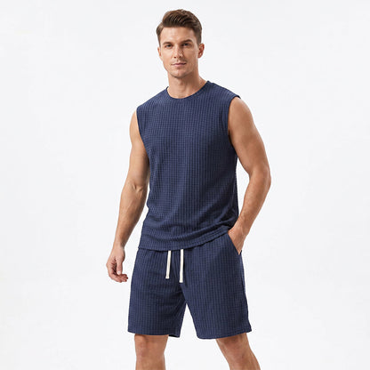 💪 Bleiben Sie cool und bequem mit dem lässigen Sportswear-Tanktop- und Shorts-Set für Herren 🌞