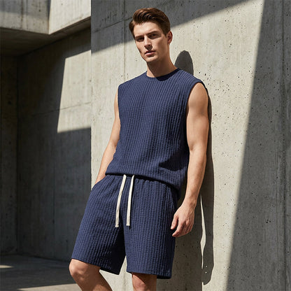 💪 Bleiben Sie cool und bequem mit dem lässigen Sportswear-Tanktop- und Shorts-Set für Herren 🌞