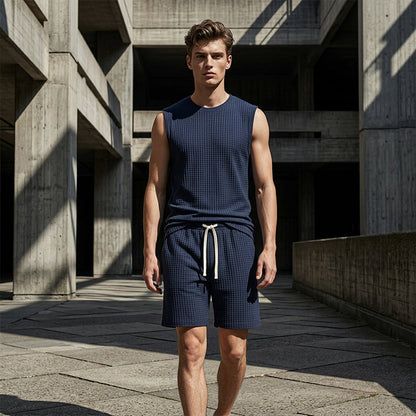💪 Bleiben Sie cool und bequem mit dem lässigen Sportswear-Tanktop- und Shorts-Set für Herren 🌞