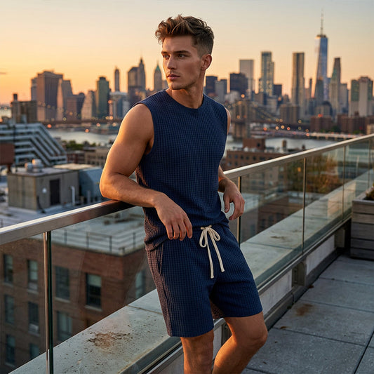 💪 Stay Cool & Comfortable With Men's Casual Sportswear Tank Top & Shorts Set🌞