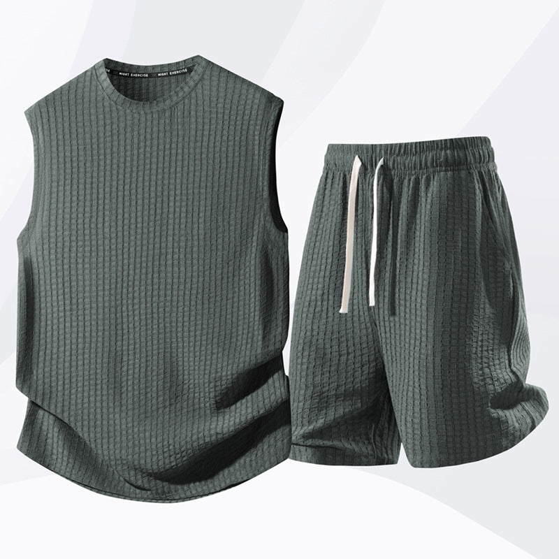 💪 Bleiben Sie cool und bequem mit dem lässigen Sportswear-Tanktop- und Shorts-Set für Herren 🌞