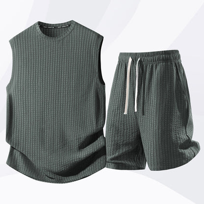💪 Bleiben Sie cool und bequem mit dem lässigen Sportswear-Tanktop- und Shorts-Set für Herren 🌞