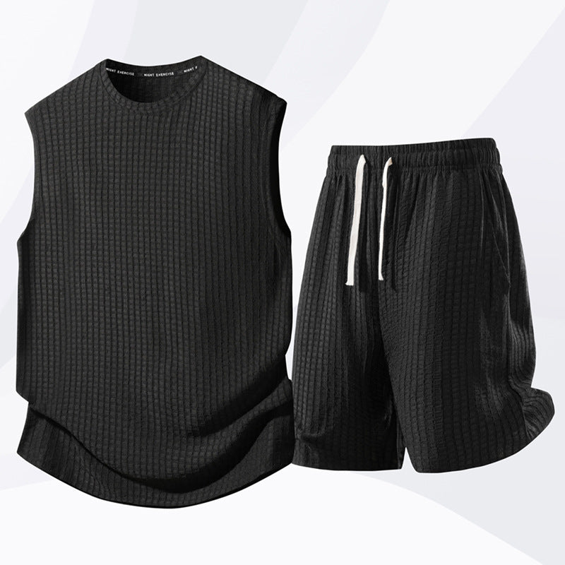 💪 Bleiben Sie cool und bequem mit dem lässigen Sportswear-Tanktop- und Shorts-Set für Herren 🌞