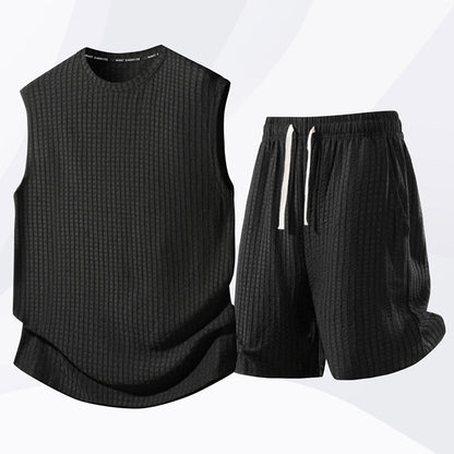 💪 Bleiben Sie cool und bequem mit dem lässigen Sportswear-Tanktop- und Shorts-Set für Herren 🌞