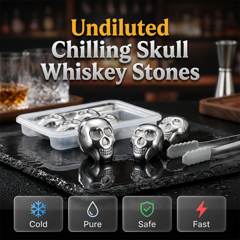 🍸 Chill In Style💀Reusable Skull Ice Cubes for Whiskey & Cocktails