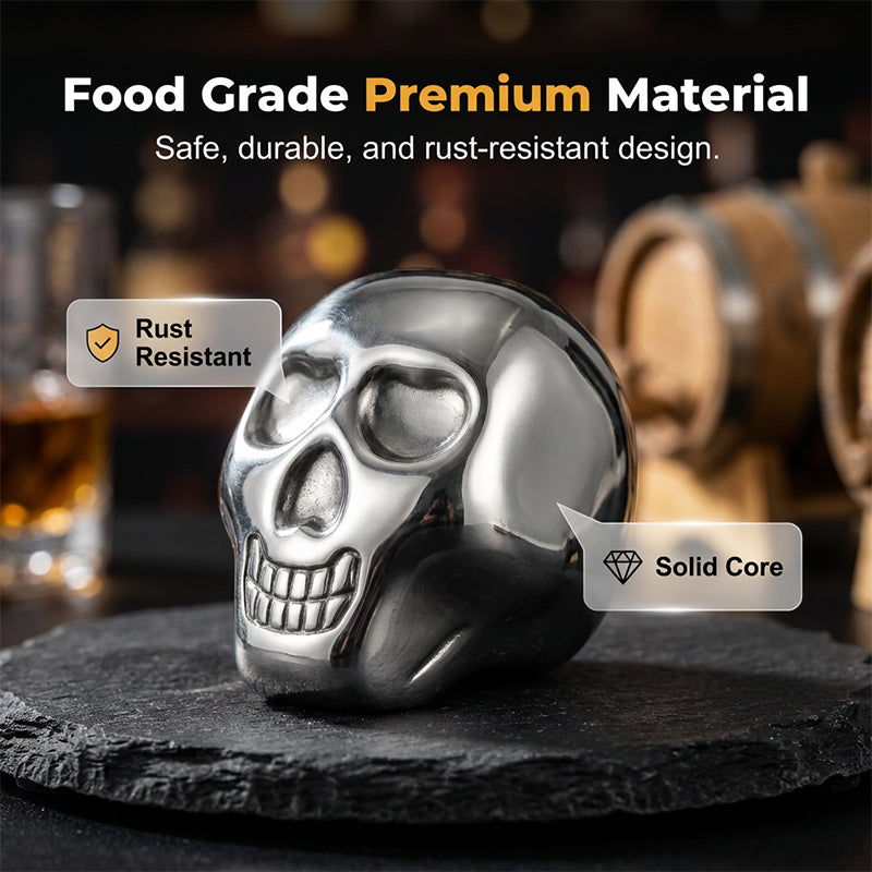 🍸 Chill In Style💀Reusable Skull Ice Cubes for Whiskey & Cocktails