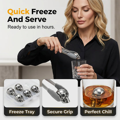 🍸 Chill In Style💀Reusable Skull Ice Cubes for Whiskey & Cocktails