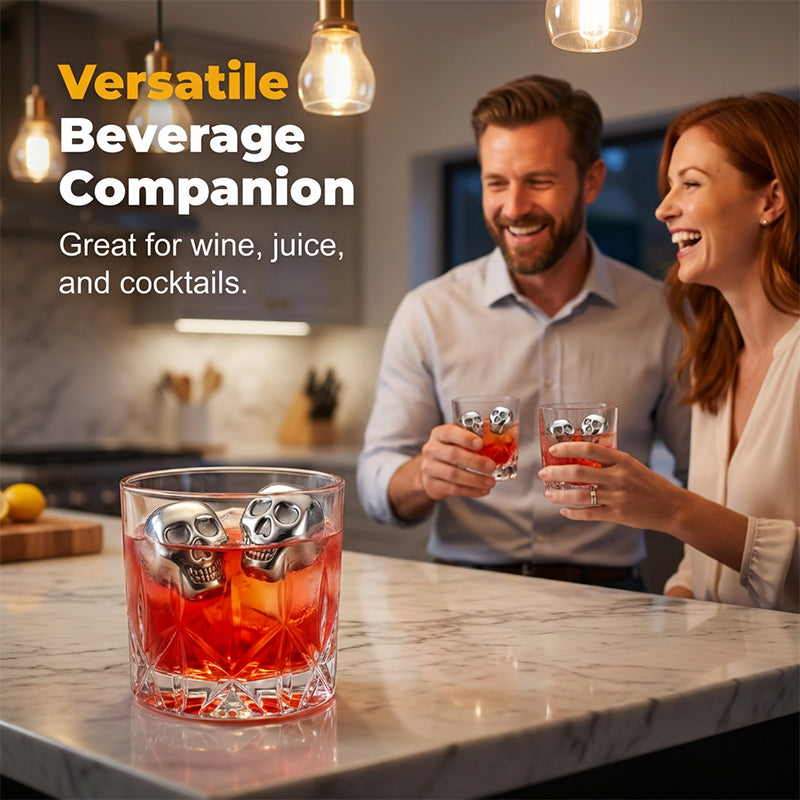 🍸 Chill In Style💀Reusable Skull Ice Cubes for Whiskey & Cocktails