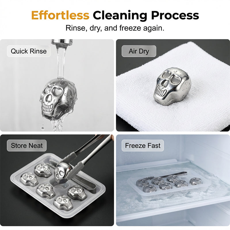 🍸 Chill In Style💀Reusable Skull Ice Cubes for Whiskey & Cocktails