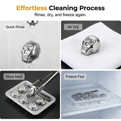🍸 Chill In Style💀Reusable Skull Ice Cubes for Whiskey & Cocktails